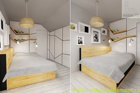 Красивый дизайн интерьера спальни на чердаке белого цвета фото