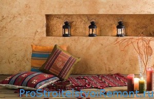 Дизайн спальни с декоративной штукатуркой стен фото