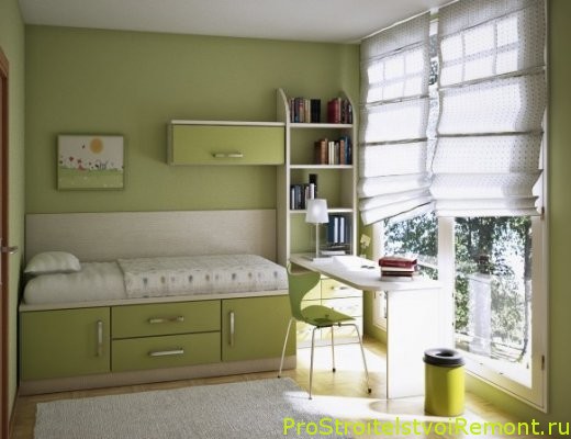 Дизайн интерьера зеленой детской комнаты фото