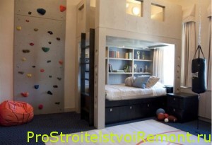 Дизайн интерьера детской комнаты для мальчика фото со скалолазной стенкой