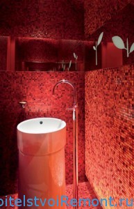 Красный интерьер в ванной комнате фото