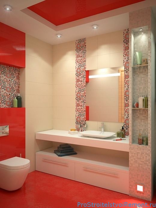Дизайн ванной комнаты в красных оттенках фото