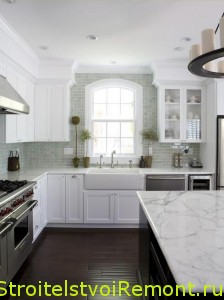 Красивый дизайн современной белой кухни фото