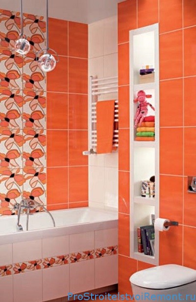 Оранжевый дизайн интерьера ванной комнаты фото