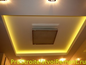 Красивое освещение и дизайн подвесного потолка фото