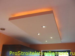 Создать дизайн подвесного потолка из гипсокартона с освещением фото