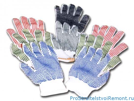 Хлопчатобумажные перчатки с напылением из ПВХ