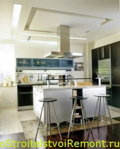 Подвесной потолок на кухне с вытяжкой фото