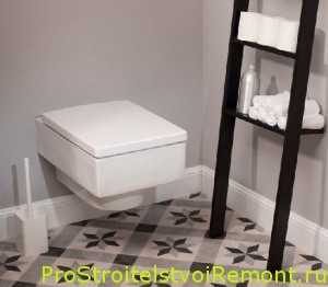Подвесной унитаз в стильной ванной комнате фото