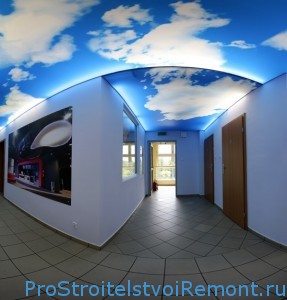 Дизайн подвесного потолке в виде неба фото