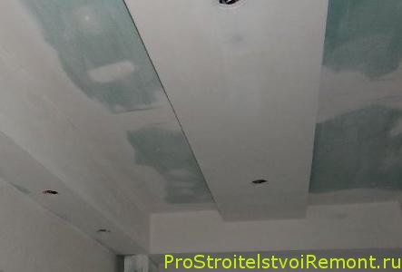 Установка подвесного потолка из гипсокартона в ванной комнате фото