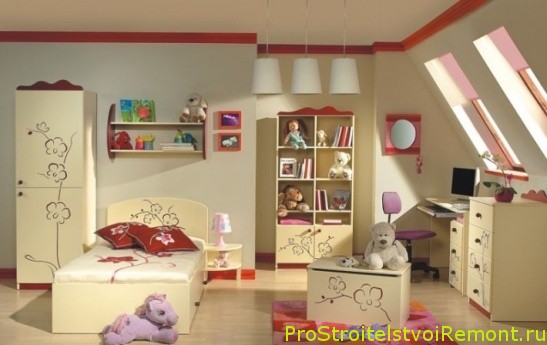 Детские комнаты для девочек на чердаке фото