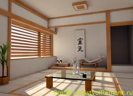 Интерьер восточной спальни в японском стиле