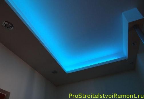 Светодиодное освещение подвесного потолка из гипсокартона фото. Дизайн подвесного потолка фото