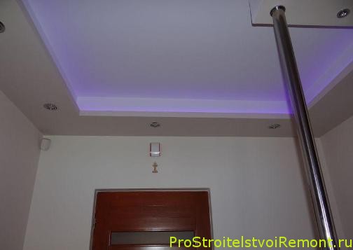 Установка светодиодного освещения в подвесном потолке из гипсокартона фото