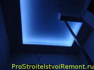 Светодиодное освещение подвесного потолка из гипсокартона фото. Дизайн подвесного потолка фото