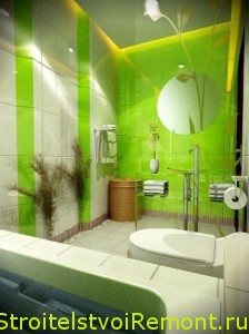 Дизайн ванной комнаты в природном зеленом цвете фото