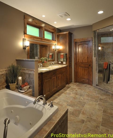 Дизайн большой ванной комнаты с зеркалом фото