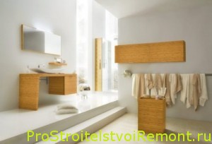 Ванная комната с бамбуковыми шкафчиками и дверцами фото