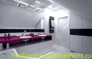 Современный дизайн ванной комнаты на чердаке