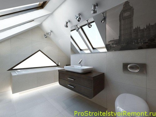 Дизайн ванной комнаты на чердаке фото